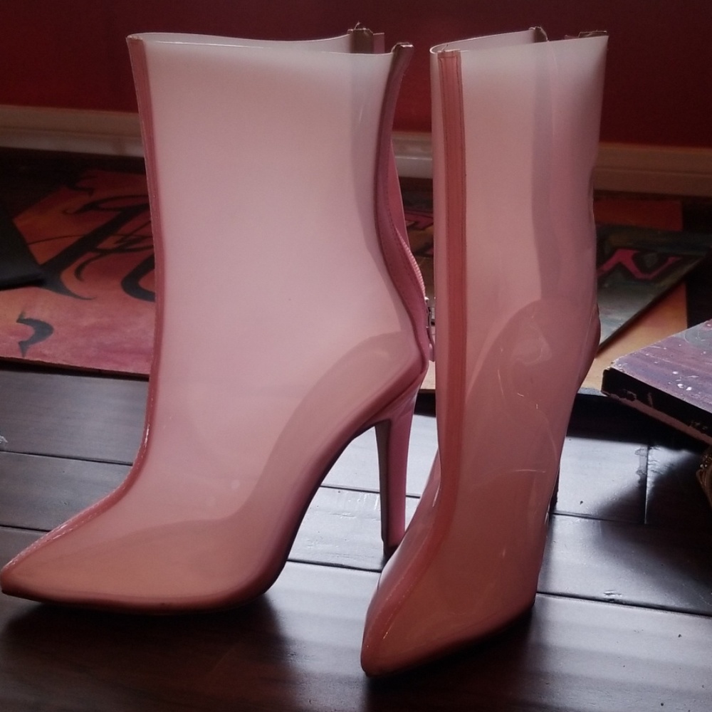 See through light pink heels